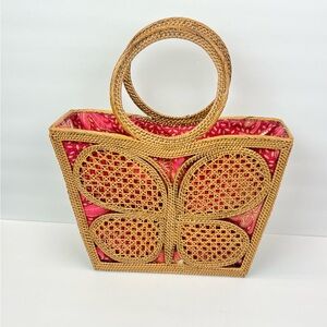 JELAVU Mariposa Rattan Satchel Bag Tan